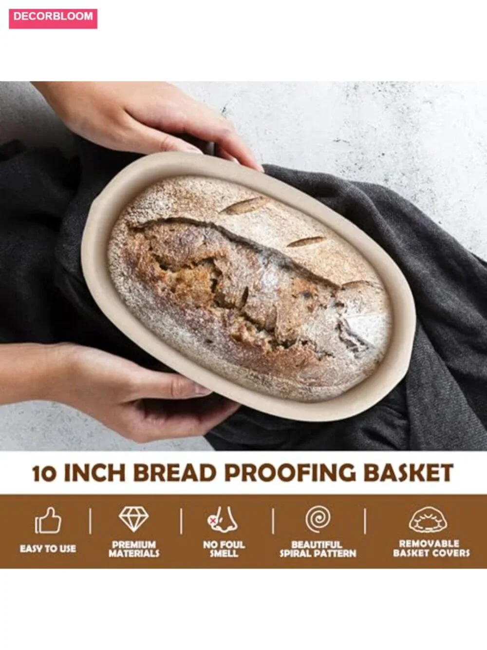 Sourdough Bread Proofing Basket Set of 2 Oval Rattan Dough Rising Bowls with